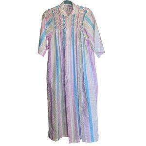 Styled By Saybury Vintage Womens Robe Size Medium Multicolor Striped Shirred New
